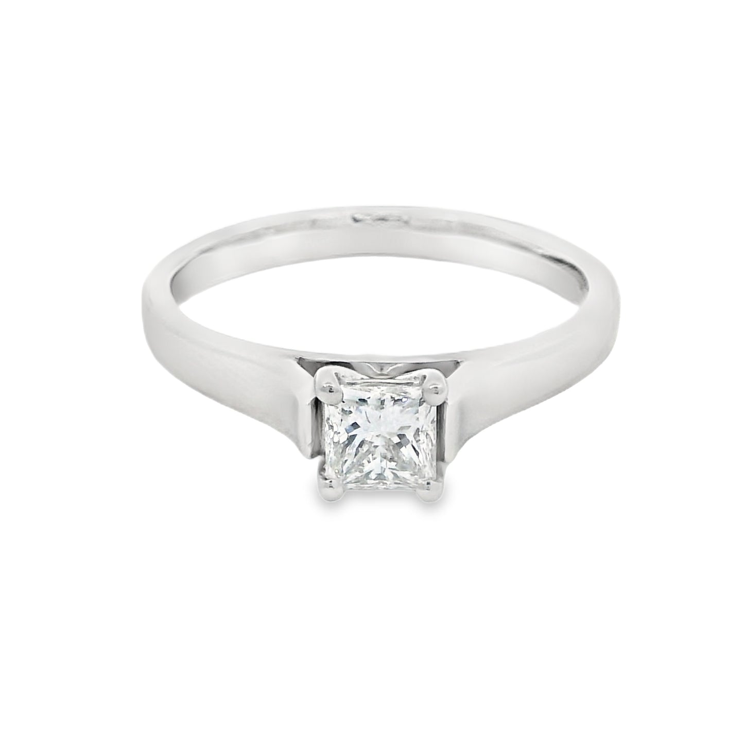 Platinum Princess Cut Solitaire Diamond Ring 0.40ct F SI2