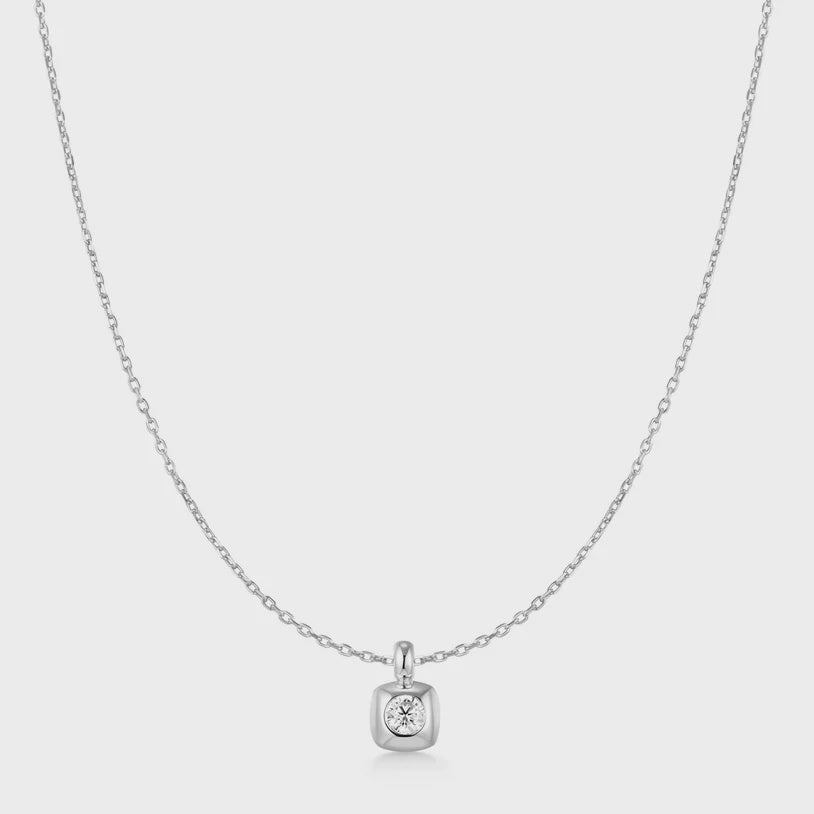 Ania Haie Silver Modern Bezel-Set Solitaire Necklace N072-01H