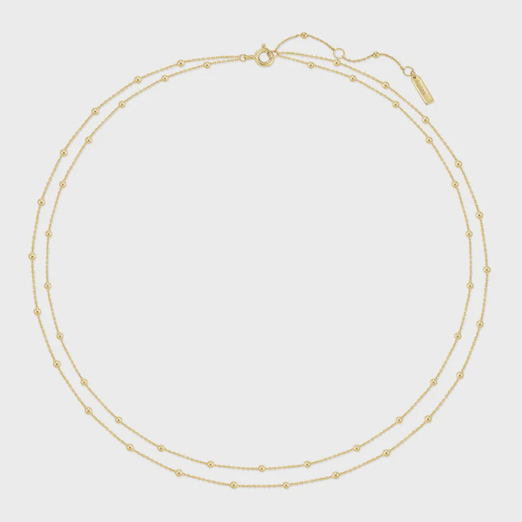 ANIA HAIE Gold Double Chain Bead Station Necklace N073-04G