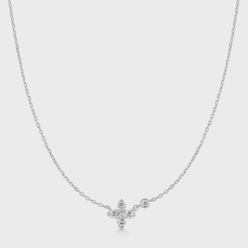 Ania Haie Silver Sparkling Lucky Clover Necklace N074-04H