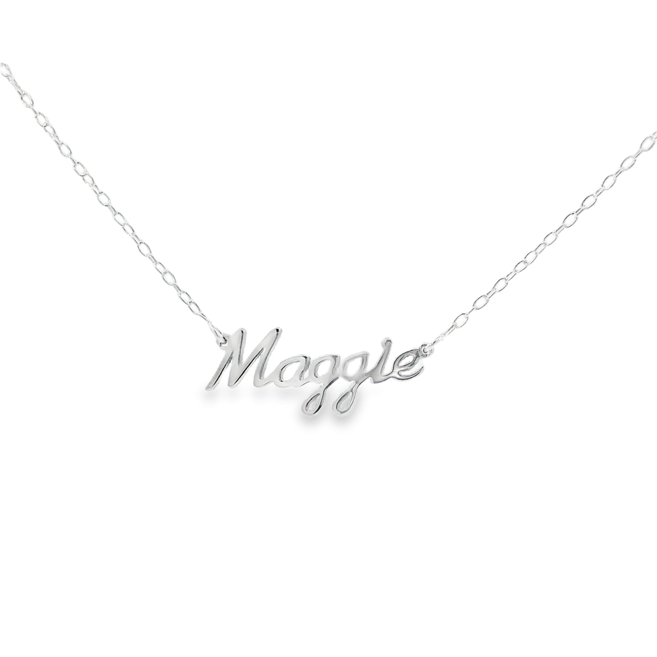 Silver Small Name Necklace 14'' Chain