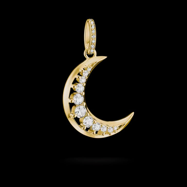 Thomas SaboMoon Pendant with white zirconia 18k gold plated PE1020-M01-14