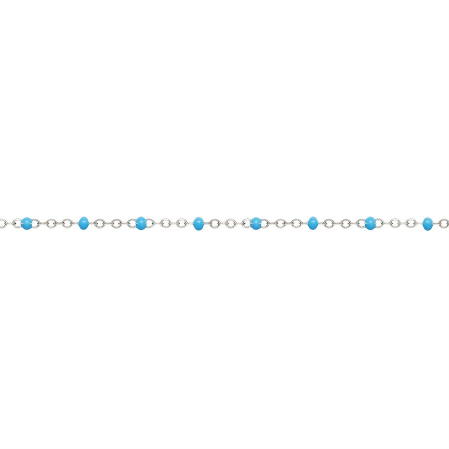 Perma Jewel Silver Flat Cable Chain with Blue Epoxy Beads 9251033-21cm