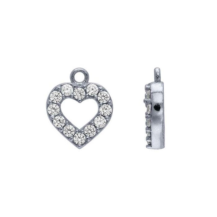 Perma Jewel Sterling Silver CZ Set Heart Charm PJ-9252064
