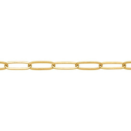 Perma Jewel Yellow Gold Filled Elongated Oval Rolo Chain Anklet PJ-14201002-3M