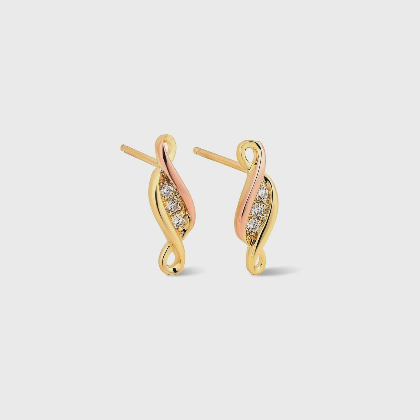 Clogau Past Present Future® 9ct Solid Gold Stud Earrings with Diamonds PPFE