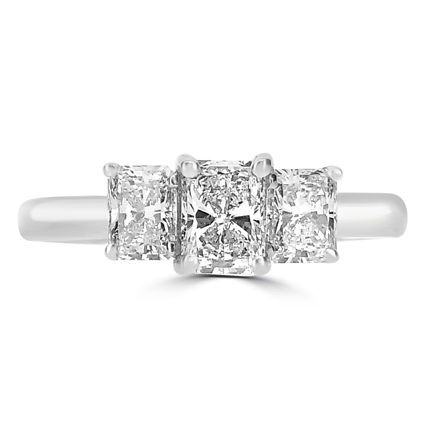 Platinum Radiant Cut Trilogy Diamond Ring 0.84ct
