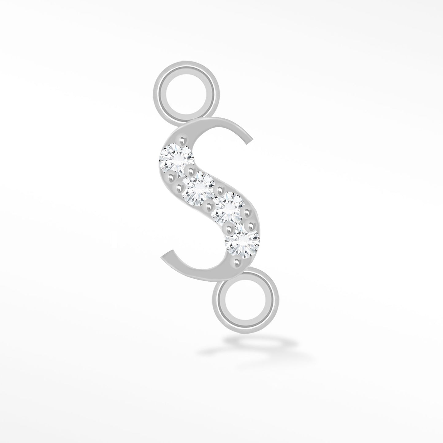 Perma Jewel Silver Moissanite Alphabet Connector S NW1231