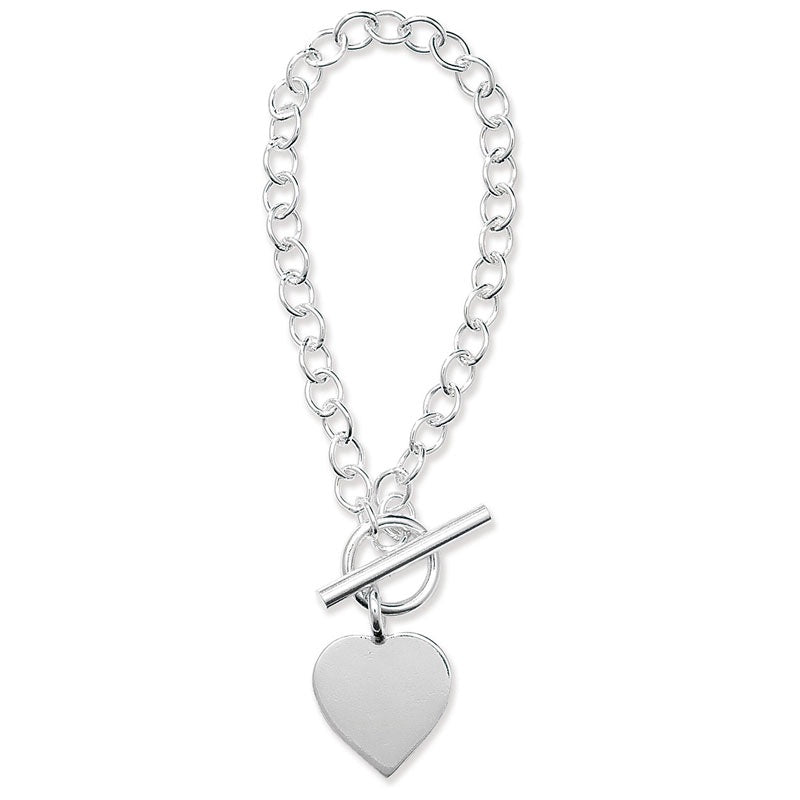 SilverChunky T-Bar Heart Bracelet SBR166B