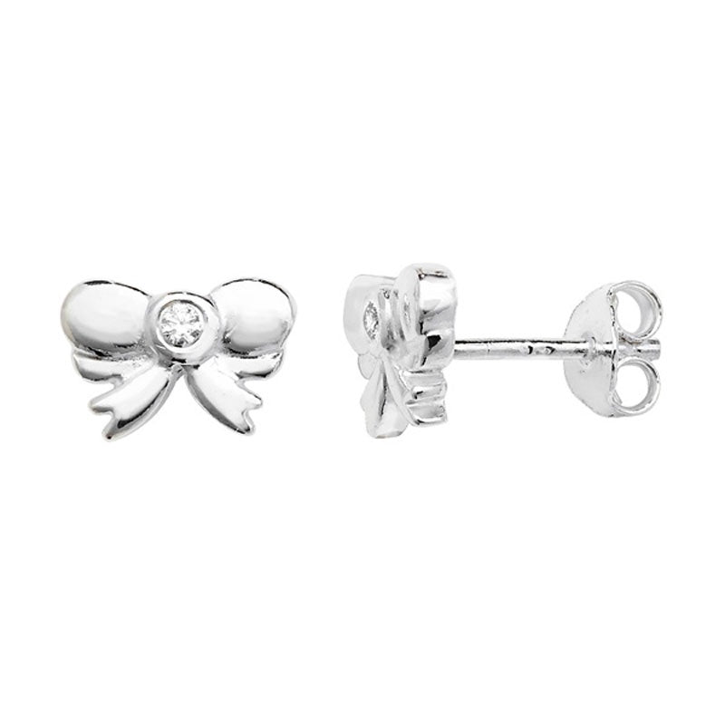 Silver CZ Bow Earrings SE210C