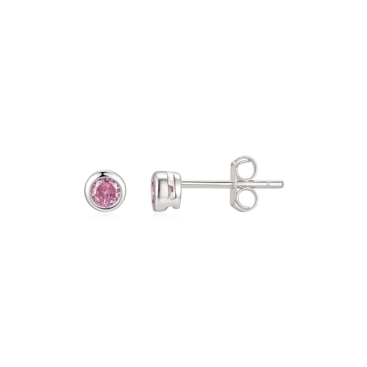 Silver 4mm Pink CZ Stud Earrings SE410C