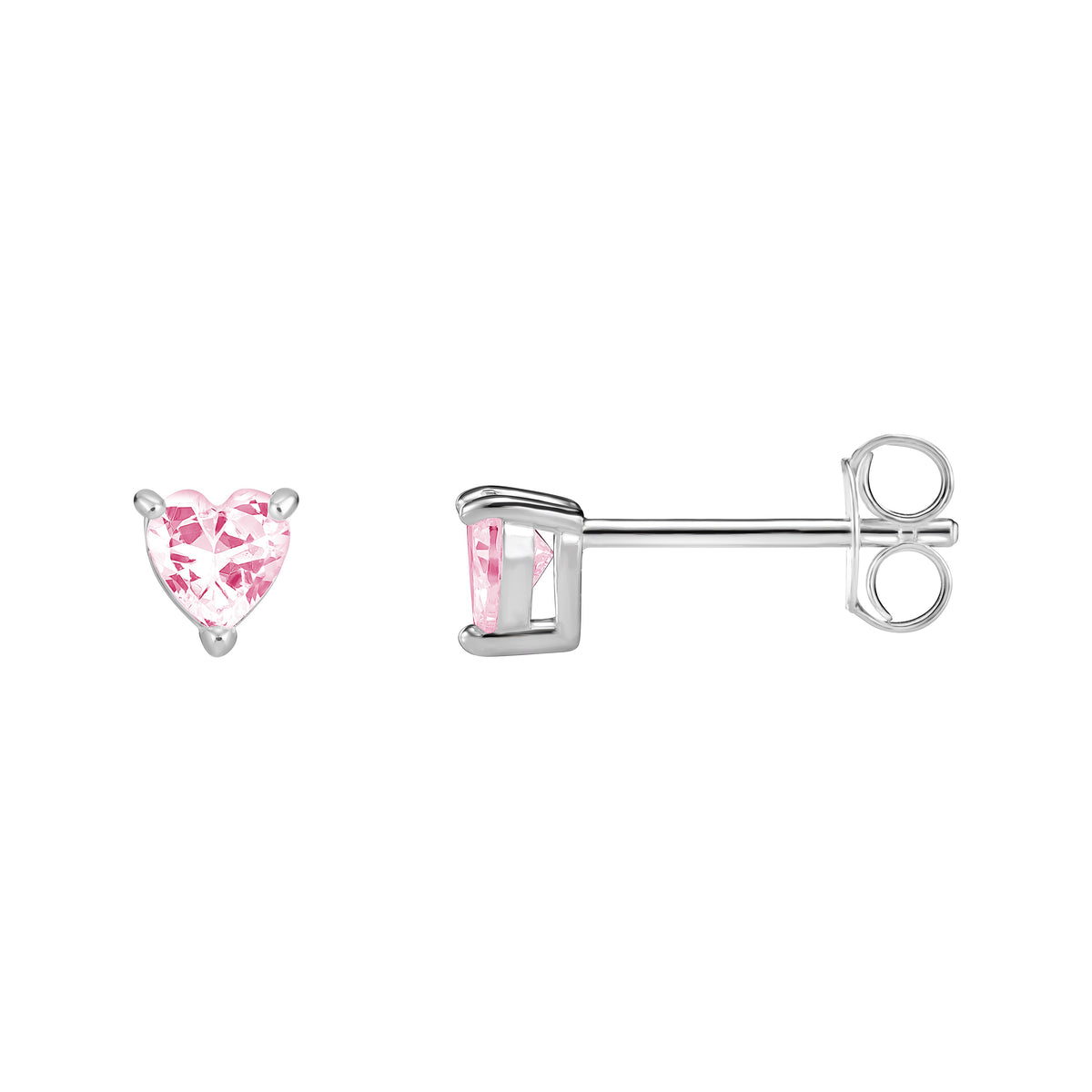 Silver Pink Heart CZ Earrings SE601A