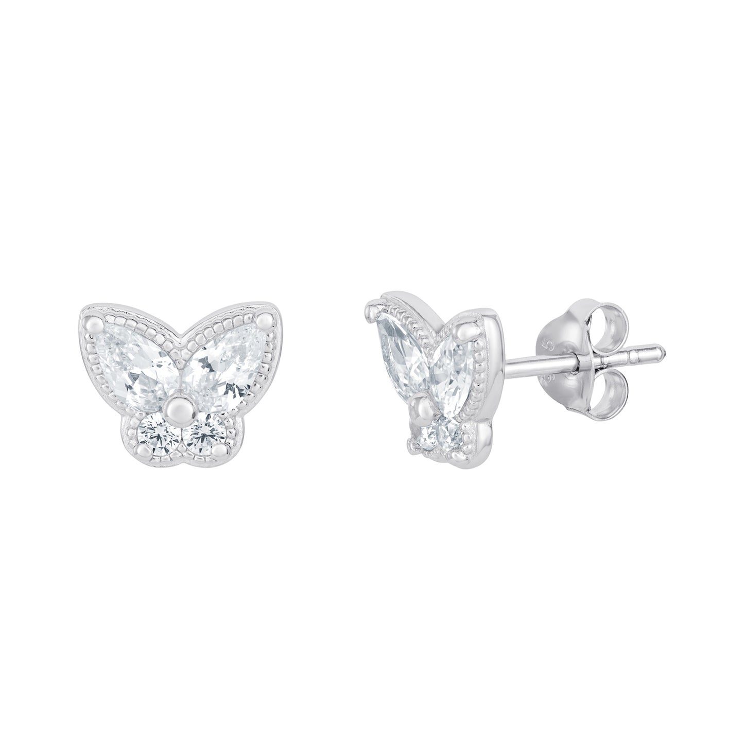Silver CZ Butterfly earrings SE898A