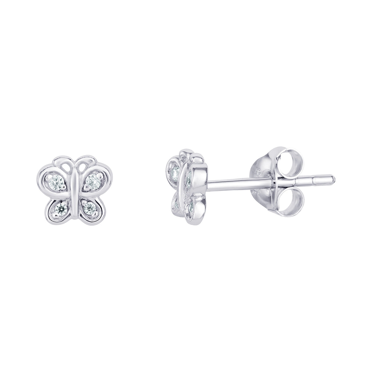 Silver CZ Butterfly Earrings SE909A