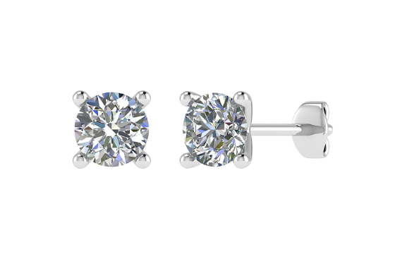 18ct White Gold Diamond Stud Earrings 0.34ct - Four Claw