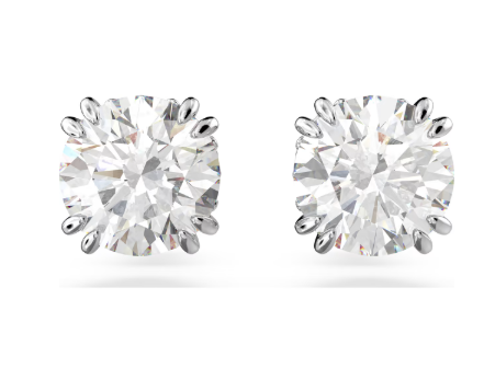 Swarovski Stilla Round Stud Silver Tone Earrings 5648992