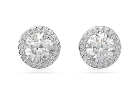 Swarovski Una Silver Tone Halo Set Stud Earrings 5648993