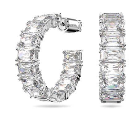 Swarovski Matrix Hoop Earrings Silver Tone 5689681