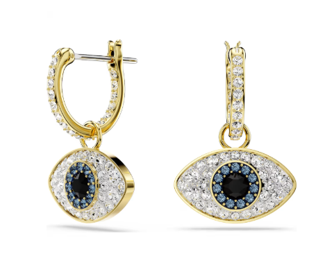 Swarovski Symbolica Gold Tone Blue Eye Earrings 5701612