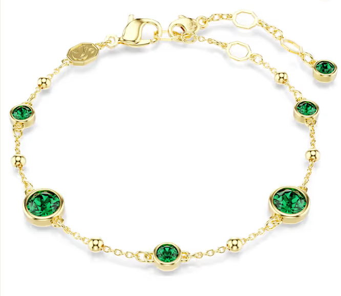 Swarovski Imber bracelet Round cut, Green, Gold-tone plated 5730676