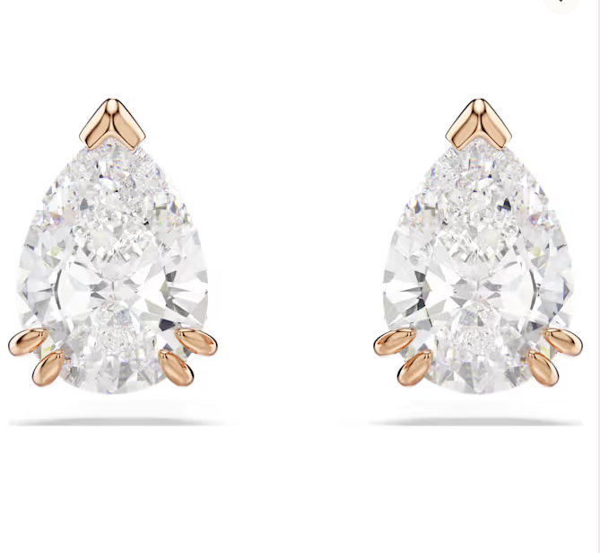 Swarovski Stilla stud earrings Pear cut, White, Rose gold-tone plated 5734248