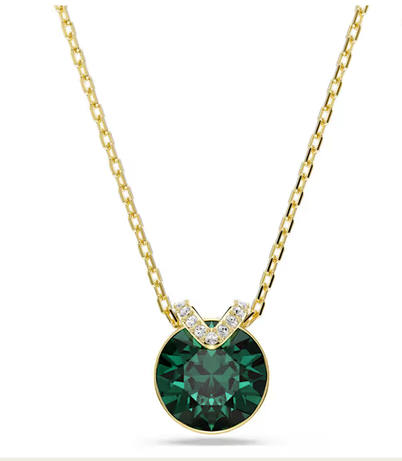 Swarovski Bella V pendant Round cut, Green, Gold-tone plated 5735387