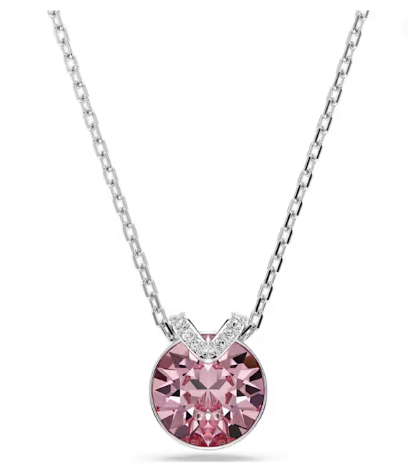 Swarovski Bella V pendant Round cut, Pink Silver Tone 5734230