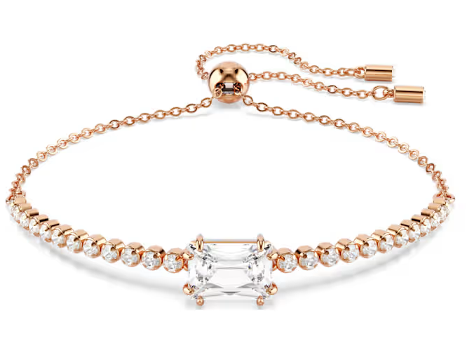 Swarovski Matrix Tennis bracelet Mixed cuts, White, Rose gold-tone plated 5730706