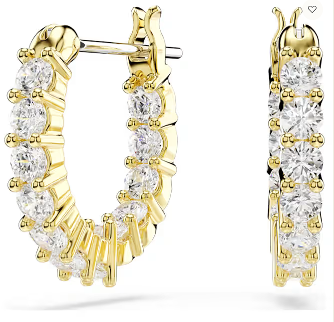 Swarovski Matrix Vittore hoop earrings Round cut, White, Gold-tone plated 5733398