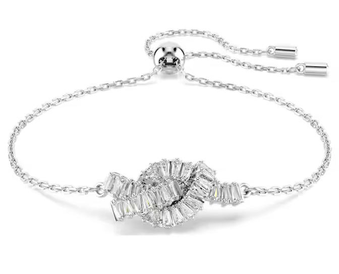 Swarovski Matrix bracelet Baguette cut, Knot Silver Tone 5731101