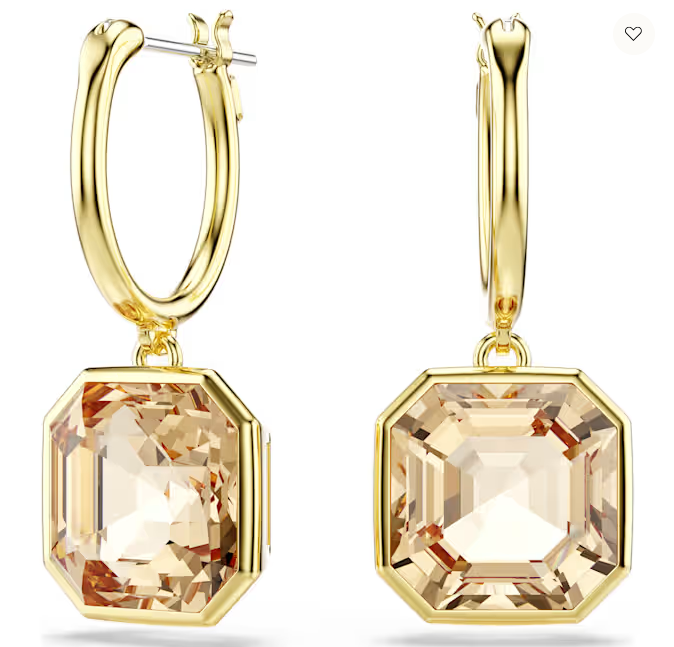 Swarovski Millenia drop earrings Square cut, Caramel, Gold-tone plated 5731148