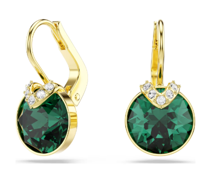 Swarovski Bella V drop earrings Green Gold-tone plated 5735389