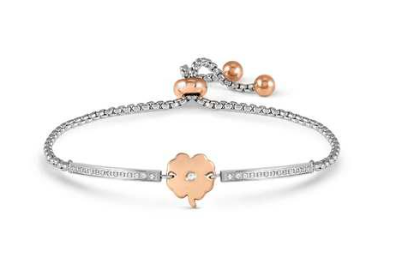 NOMINATION Milleluci Refined Steel & Rose Four Leaf Clover Bracelet 028017-006