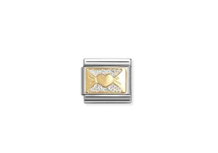 NOMINATION Gold Heart Bow Charm 030224-11