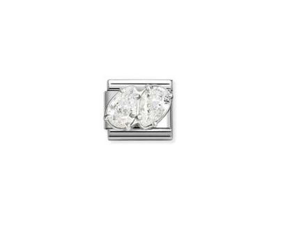 NOMINATION Silver CZ White Double Drop Charm 330329/09