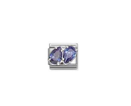 NOMINATION Silver Blue CZ Double Drop Charm 330329/13