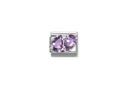 NOMINATION Silver Purple CZ Drop Charm 330329/14