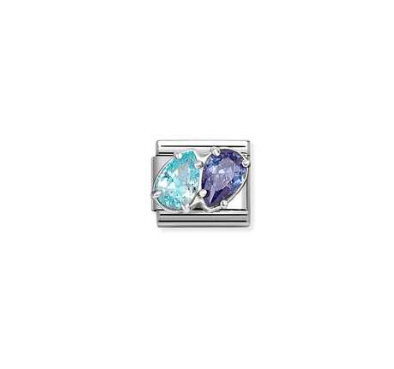 NOMINATION Silver Light Blue-Blue Double Drop Charm 330329/18