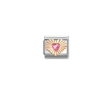 NOMINATION Rose Heart Pink CZ Heart Charm 430610-003