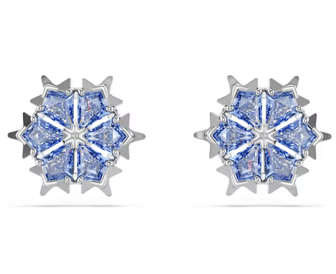 Swarovski SIlver Tone Blue Snowflake Earrings 5734242
