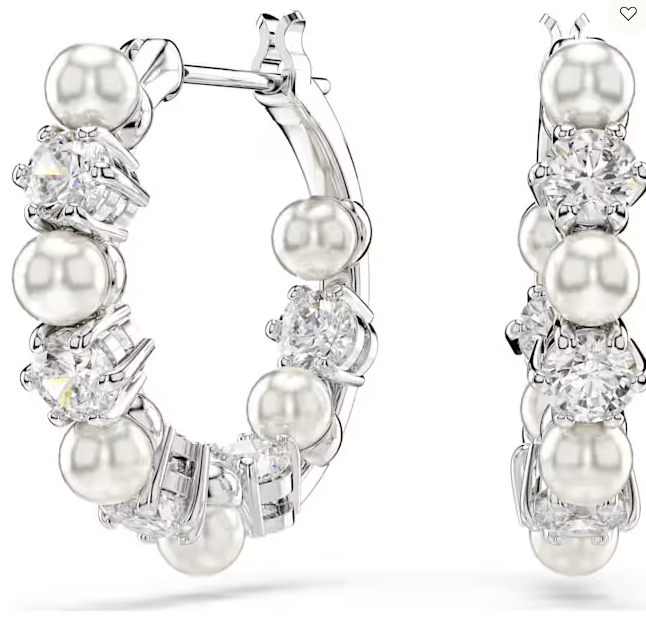 Swarovski Matrix Hoop Earrigns with Pearl & CZ 5709256