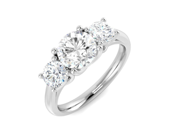 9ct White Gold Lab Grown Trilogy Diamond Ring