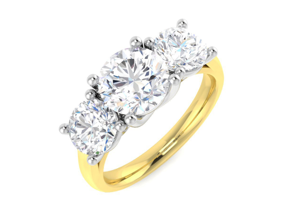 9ct Gold Lab Grown Diamond Trilogy Ring 3.01ct