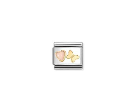 Nomination Gold Pink Coral Butterfly Charm 030523-12