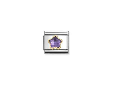 Nomination Gold Purple Flower Stone Charm 030615-001