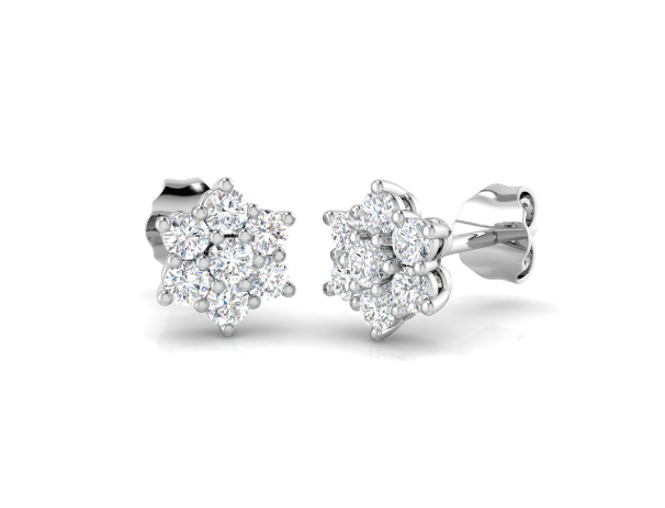 9ct Gold Lab Grown Diamond Star Cluster Earrings