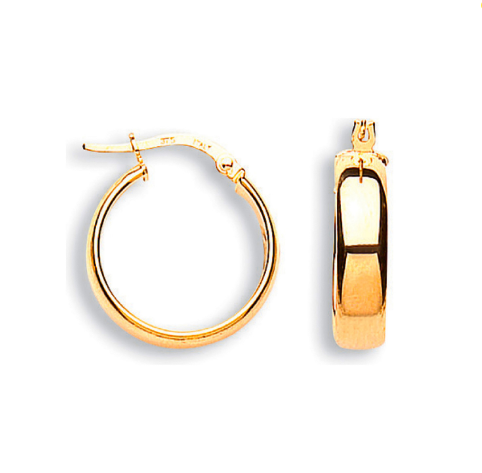 9ct Yellow Gold 18mm Tube Hoope Earrings ER1273
