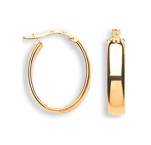 9ct Yellow Gold Oval Tube Earrings ER1275