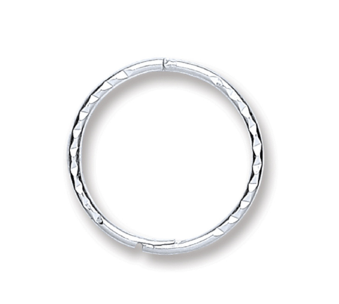 Silver 12mm Diamond Cut Hinged Sleeper Earrings SER0378