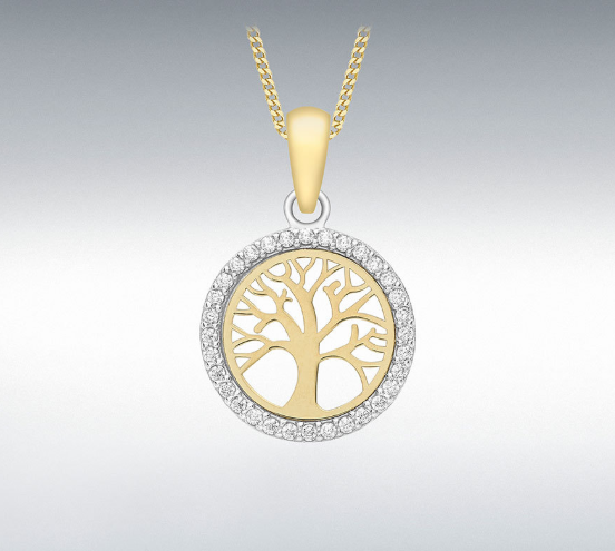 9ct Gold & Cubic Zirconia Tree of Life Pendant